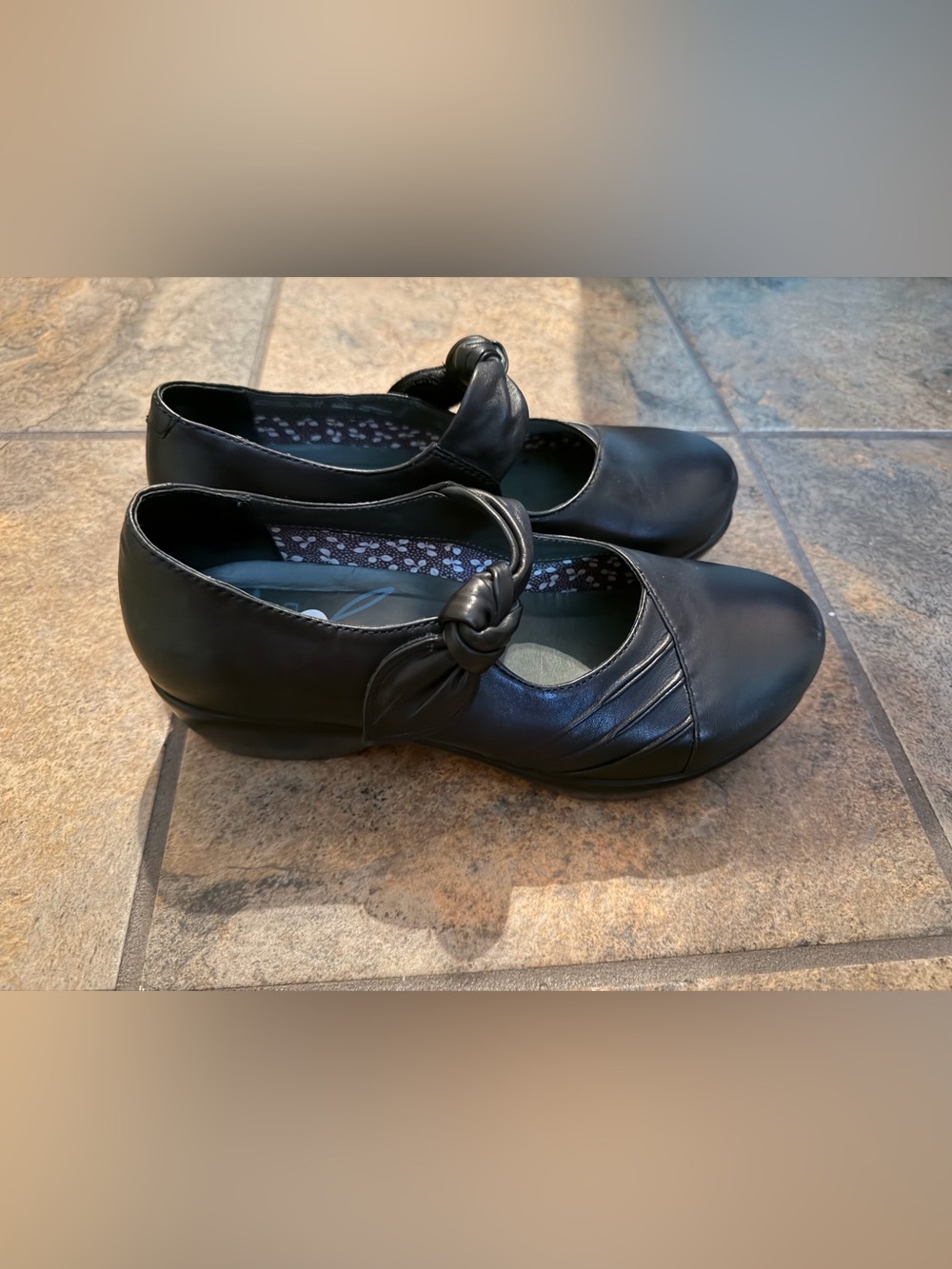 Dansko AINSLEY Black Chunk Sole Mary Jane Leather Women Platform